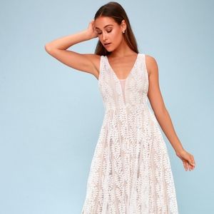 Lulu's ELIANA WHITE LACE MAXI DRESS